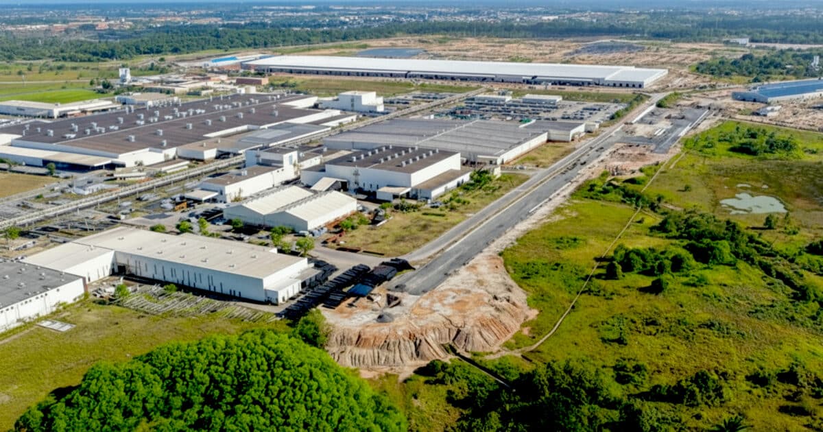 Imagem aérea da fábrica da BYD em Camaçari - Bahia