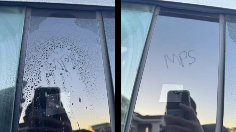 Fotos do Cybertruck "vandalizado" com a sigla MPS