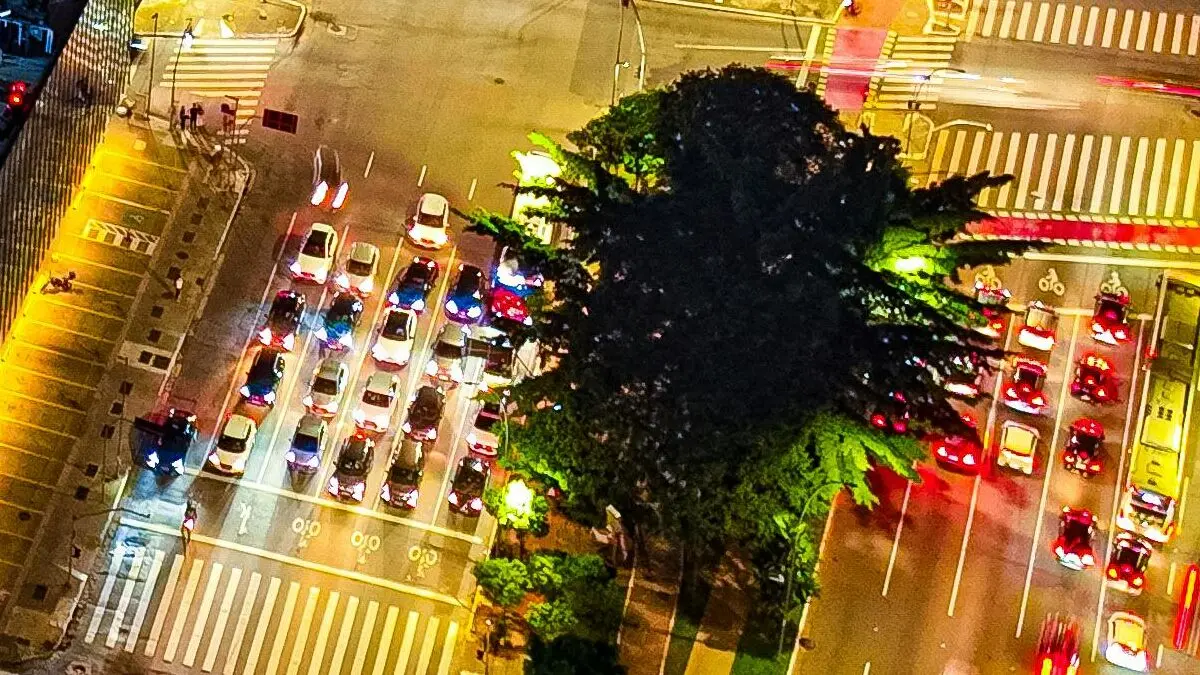 Imagem aérea do tráfego em São Paulo