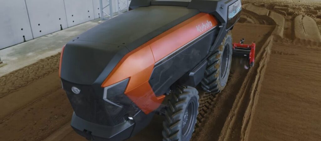 Still de vídeo apresentando o trator autônomo da Kubota