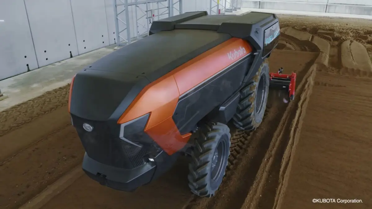 Still de vídeo apresentando o trator autônomo da Kubota