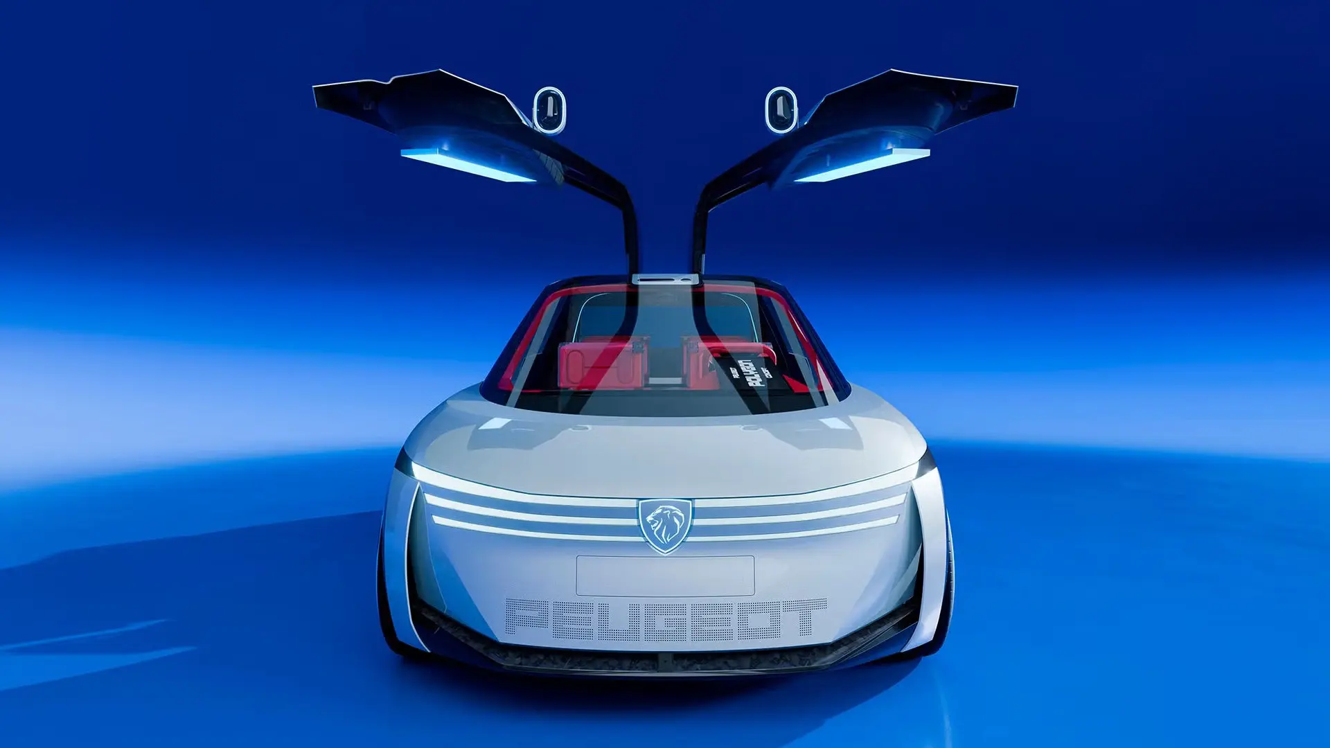 Carro Peugeot Polygon Concept, com portas asa de gaivota abertas