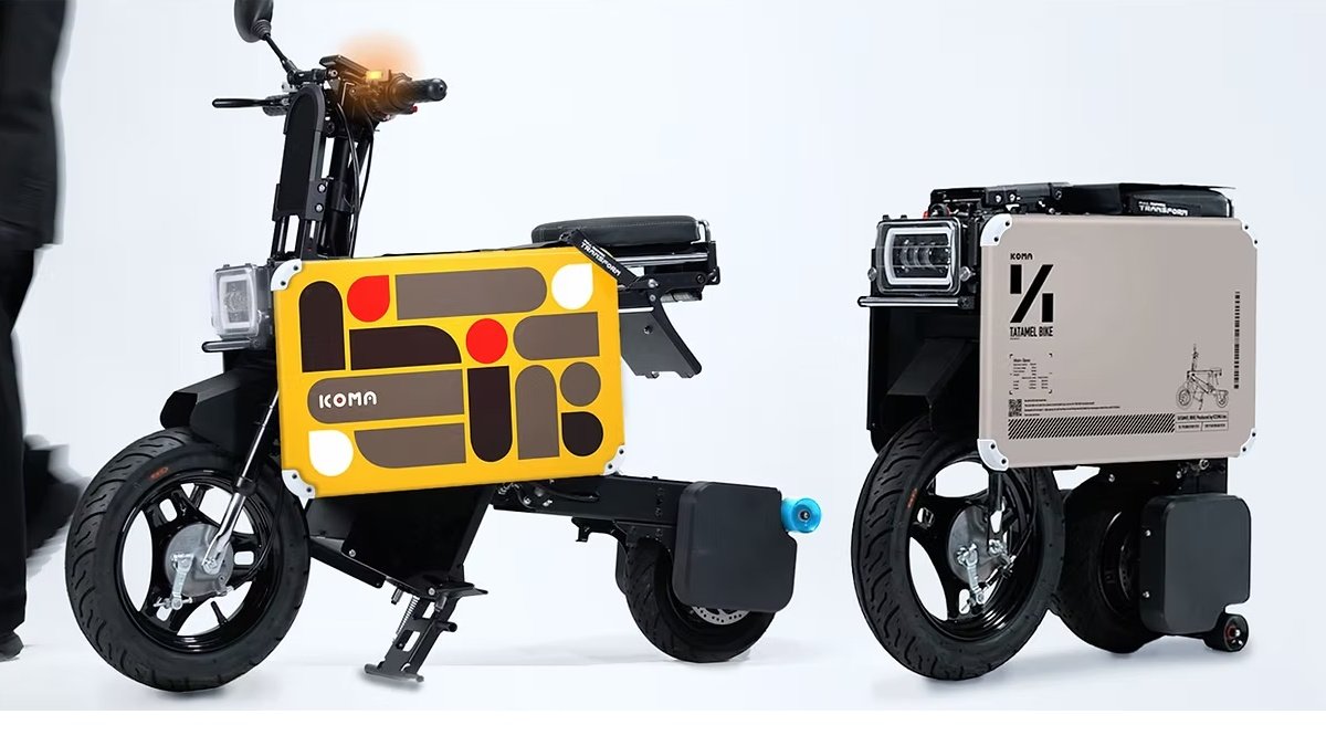 Icoma Tatamel, uma moto elétrica dobrável que fica do tamanho de uma mala