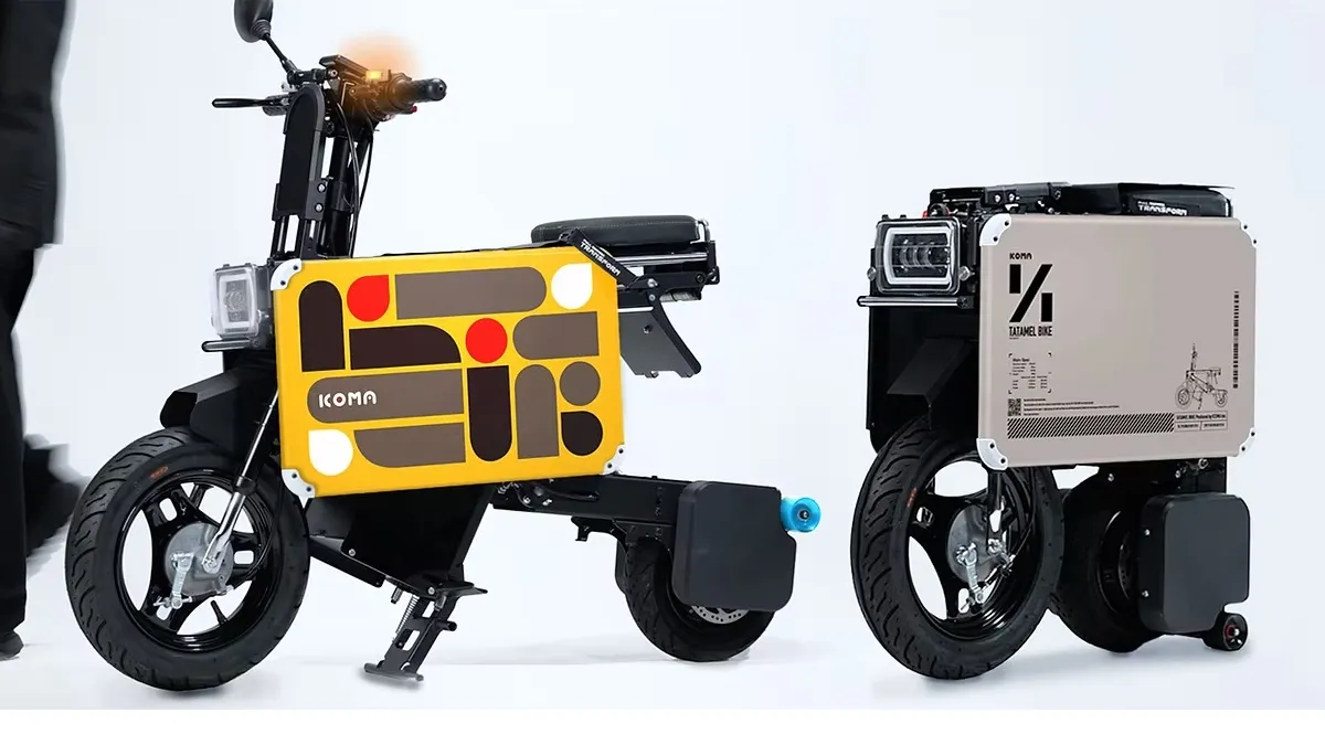 Icoma Tatamel, uma moto elétrica dobrável que fica do tamanho de uma mala