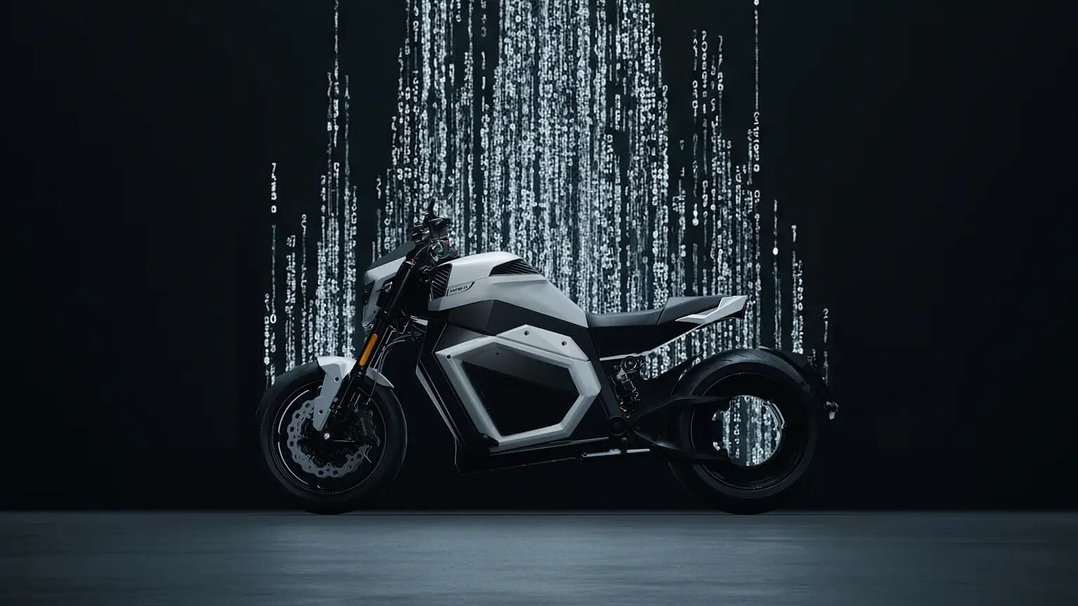 Foto da moto elétrica Verge TS Pro, que não tem cubo na roda traseira