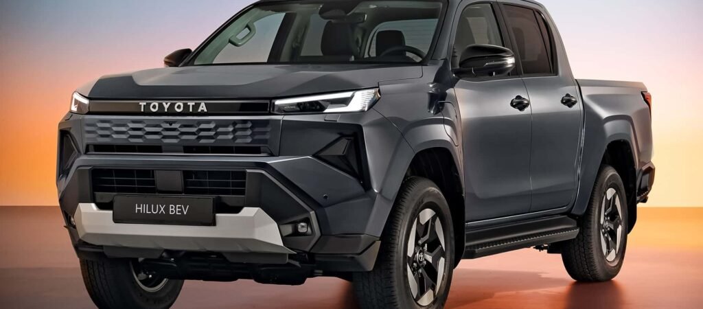 Foto da Toyota Hilux Travo (elétrica BEV), se aproximando