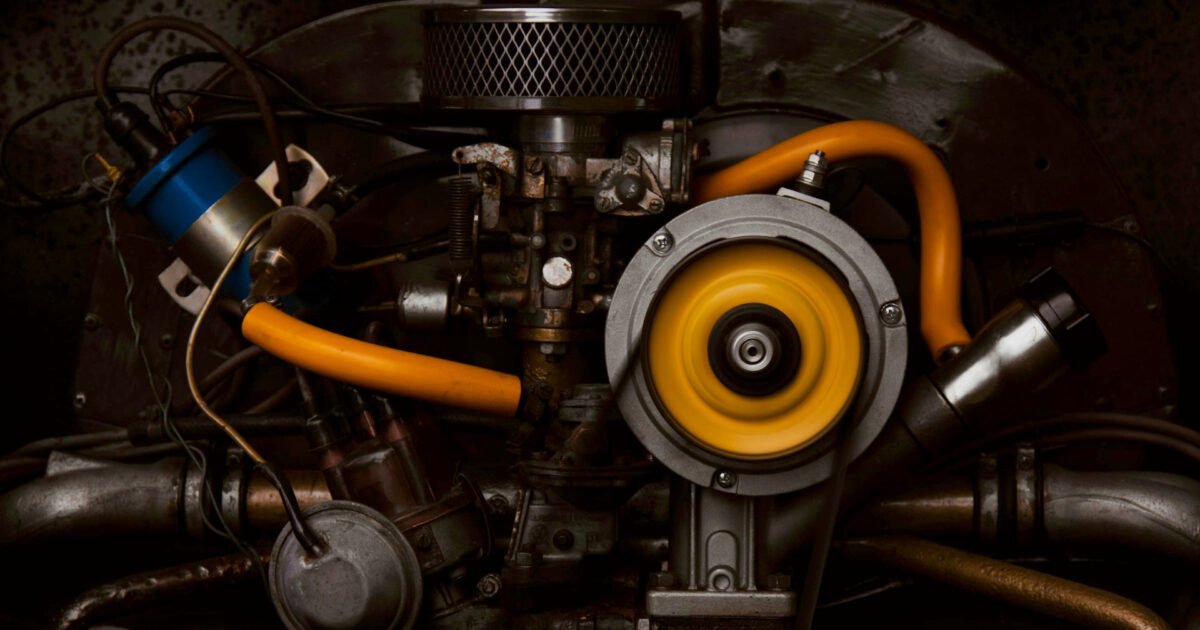 Detalhe de um motor a combustão interna