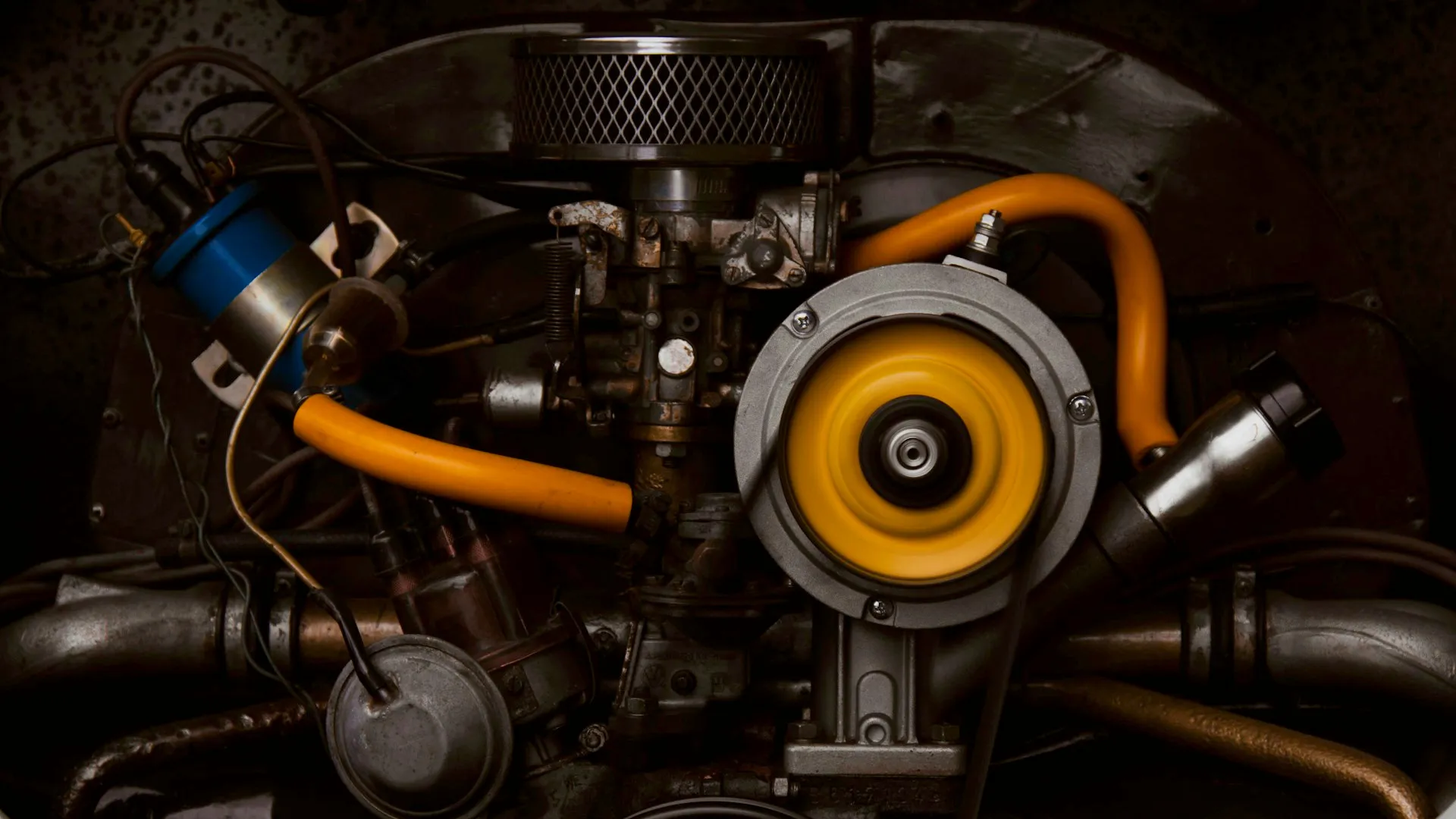 Detalhe de um motor a combustão interna