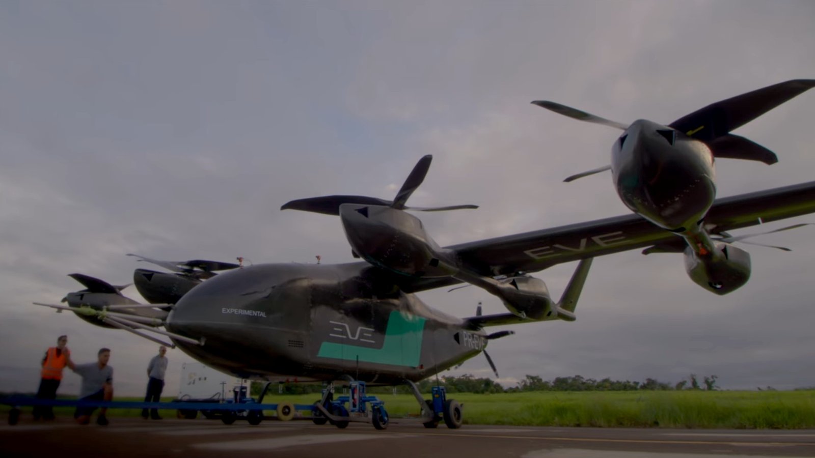 Frame do video do teste do eVTOL da EVE em 19 de janeiro de 2026