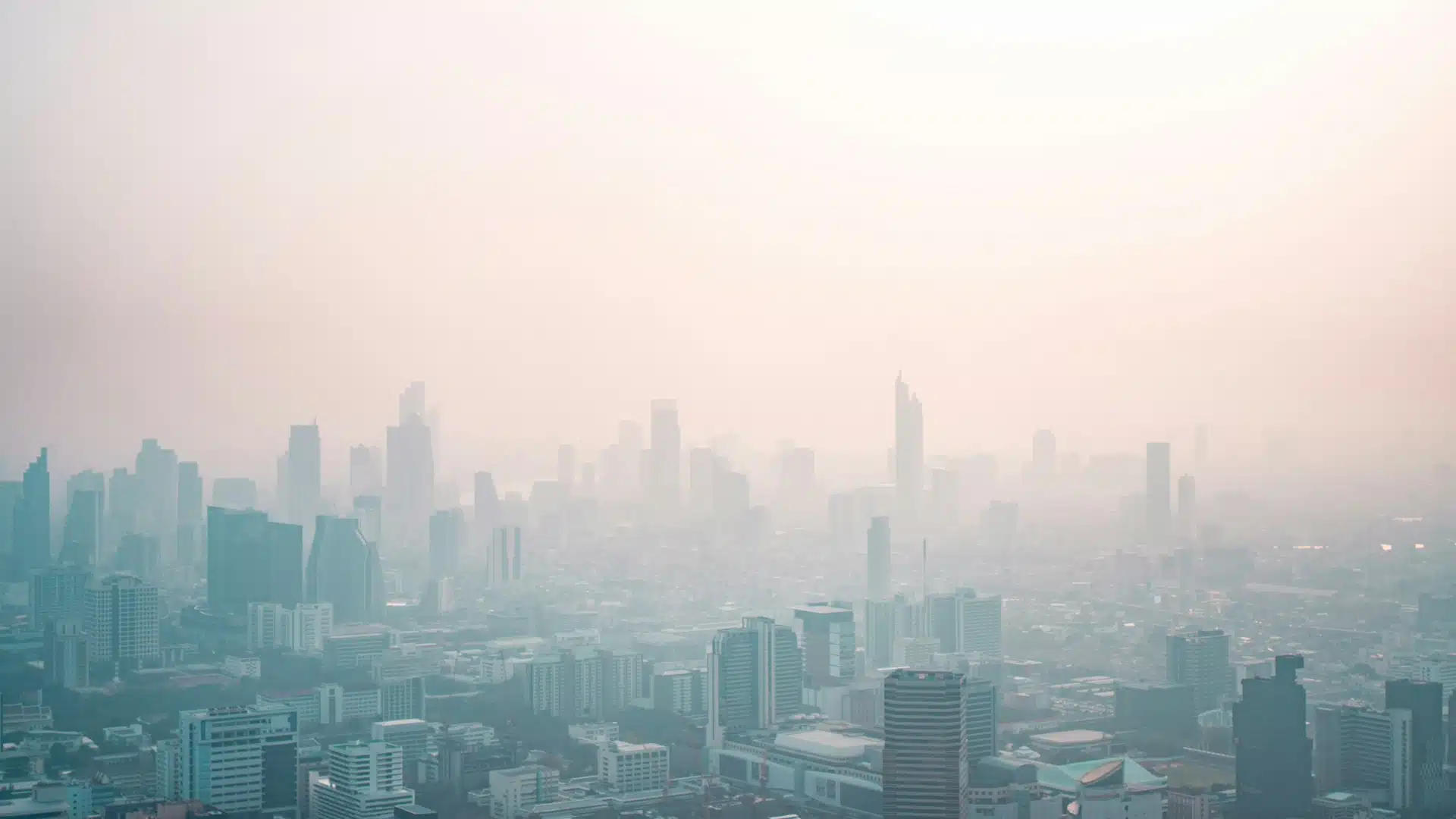 Panorama da poluição em Bangkok, Tailândia