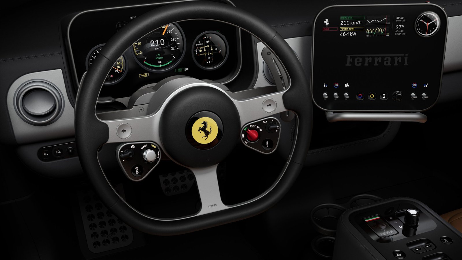 Interior da Ferrari elétrica Luce