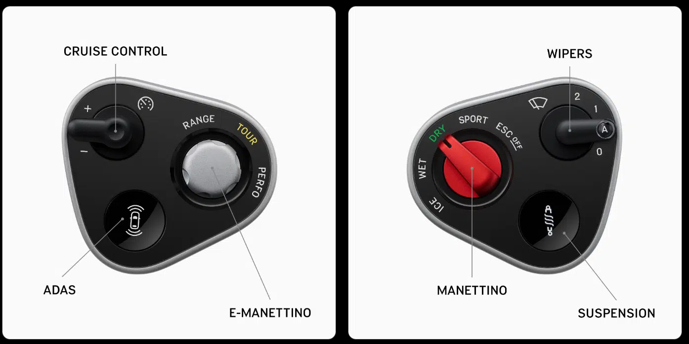 Controles no volante da Ferrari Luce