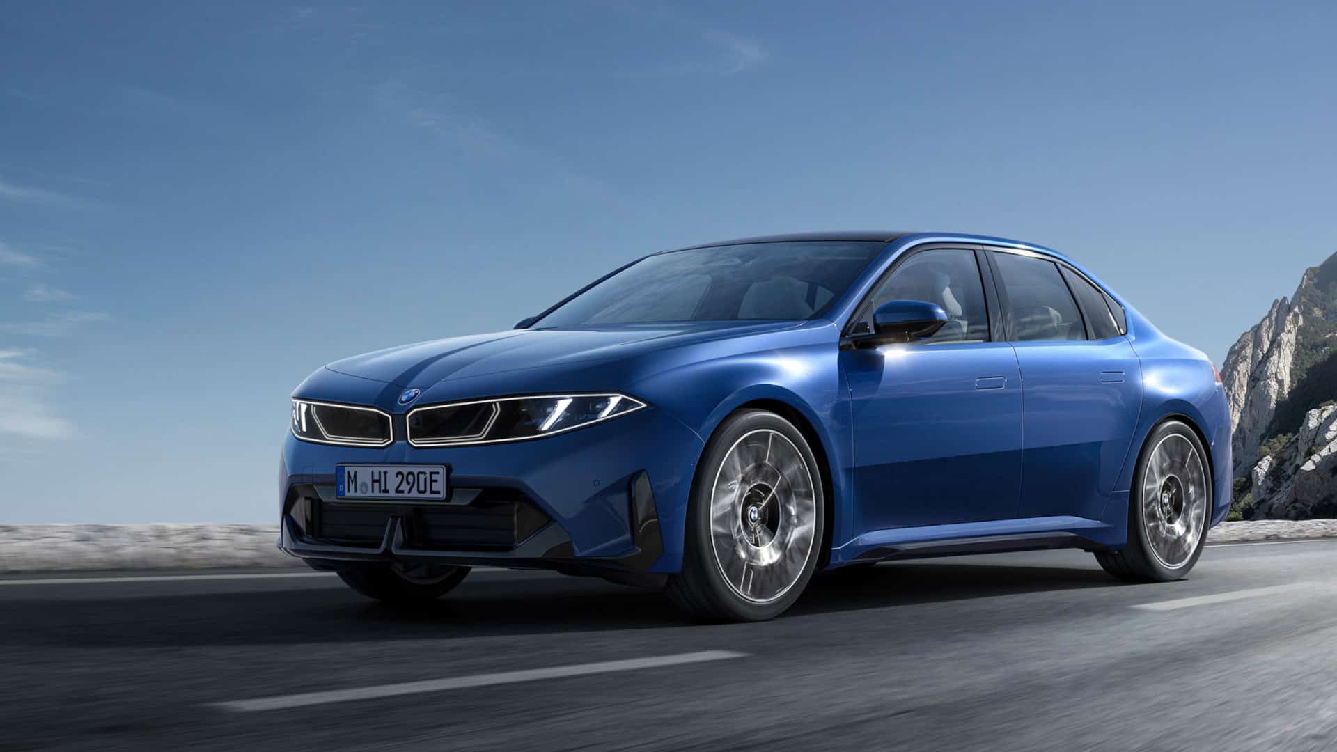 Foto promocional do BMW i3 na estrada