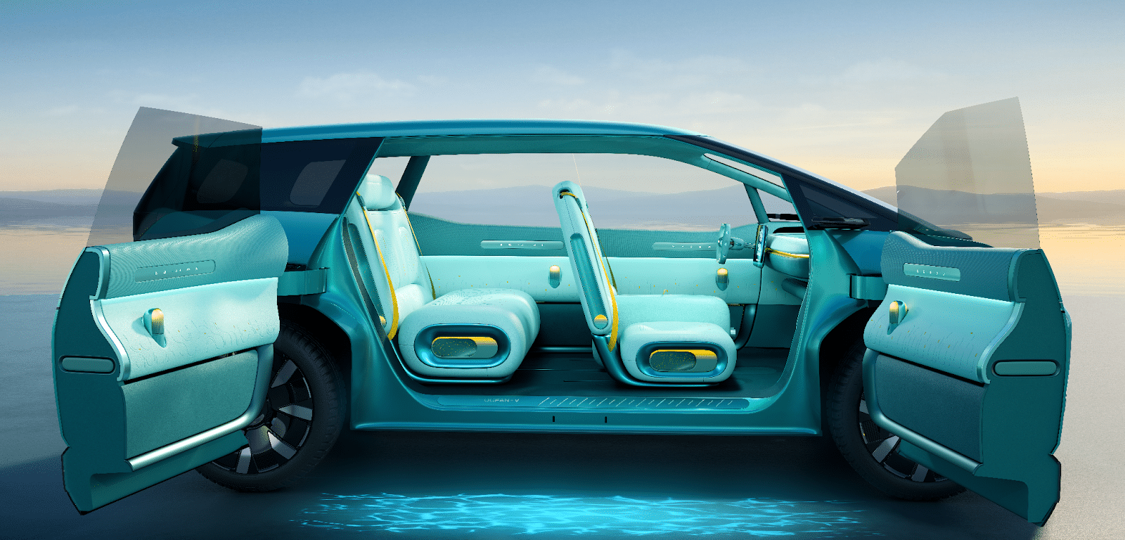 Conceito BYD Ocean V com portas abertas
