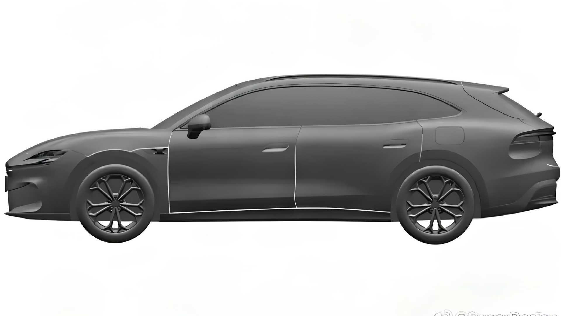 Vista lateral da futura MG7 Wagon revela perfil alongado e foco em espaço interno
