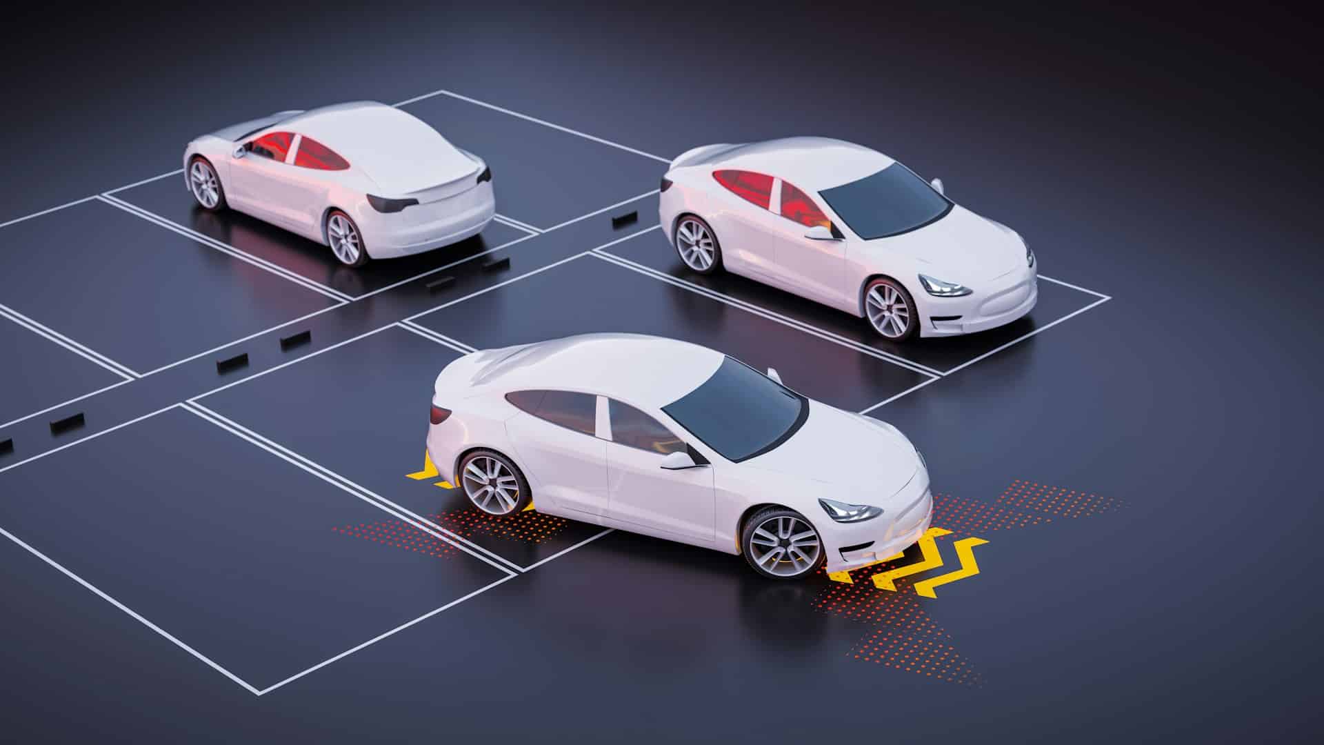 Ilustração com carros elétricos carregando na estradas