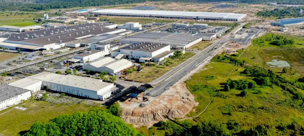 Imagem aérea da fábrica da BYD em Camaçari - Bahia