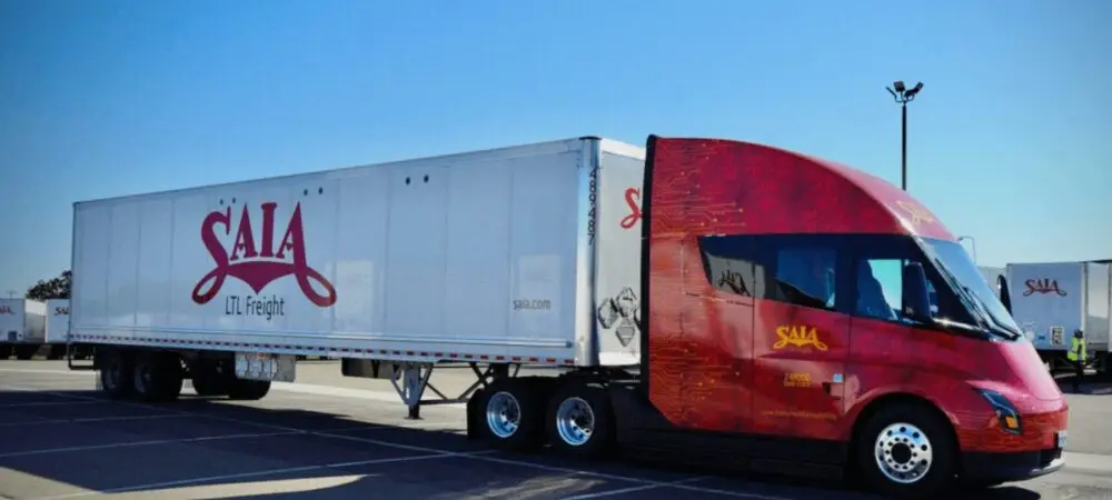 Caminhao Eletrico Tesla Foto de caminhão elétrico da Tesla