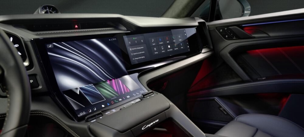 Visão do interior do Porsche Cayenne elétrico